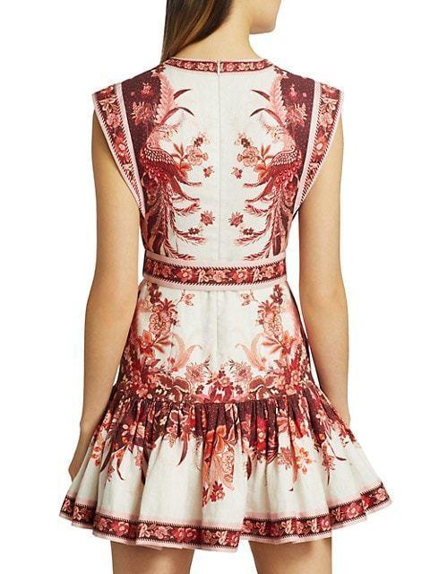 Zimmermann Wavelength Fluted Mini Dress Red Phoenix Size 0 / AU 8 for rent on The Volte - main image