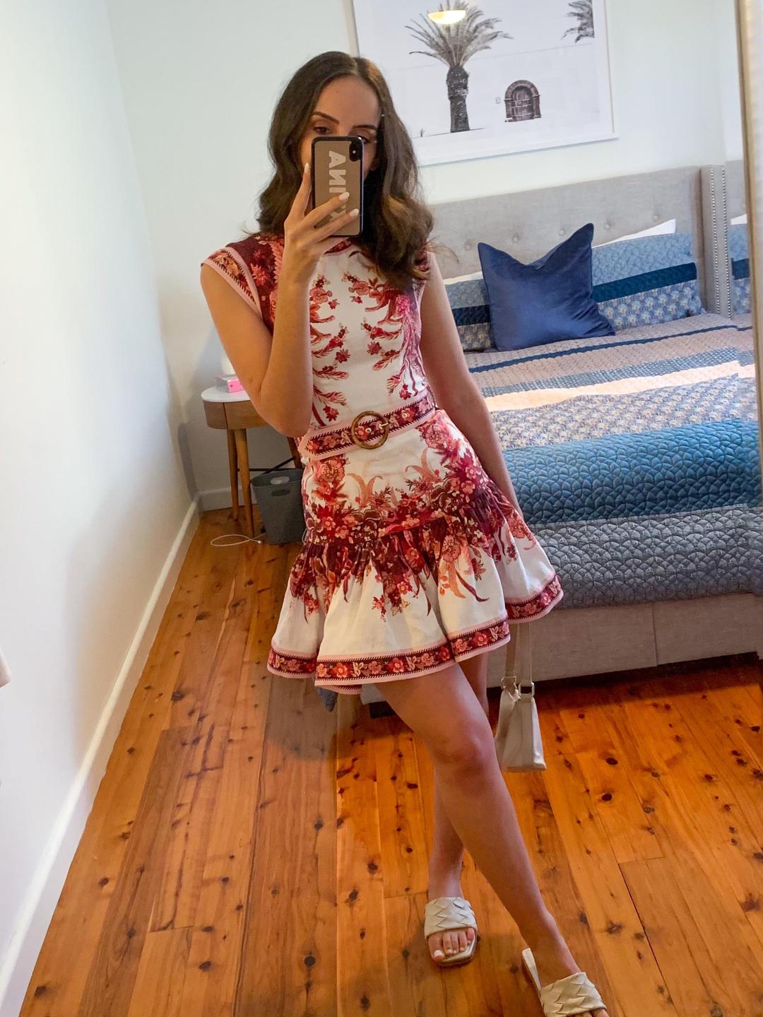 Zimmermann Wavelength Fluted Mini Dress Red Phoenix Size 0 / AU 8 for rent on The Volte - main image