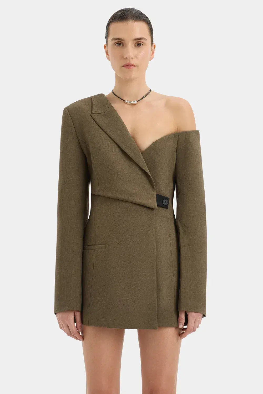 Sir The Label Sartoria Mini Dress Chocolate Marle Size 0 / AU 6  - Image 4