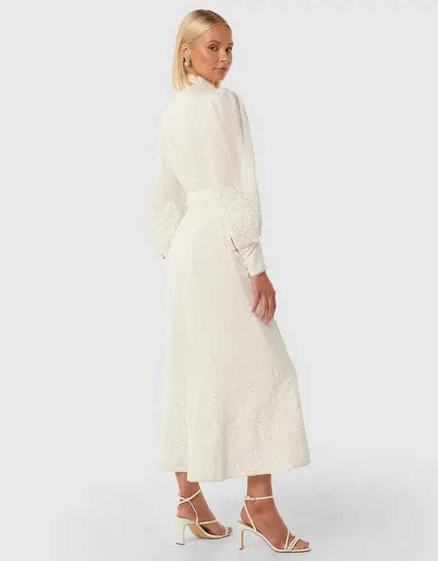 Forever New Allegra Lace Detail Dress Maxi Ivory Size AU 12 - Image 4