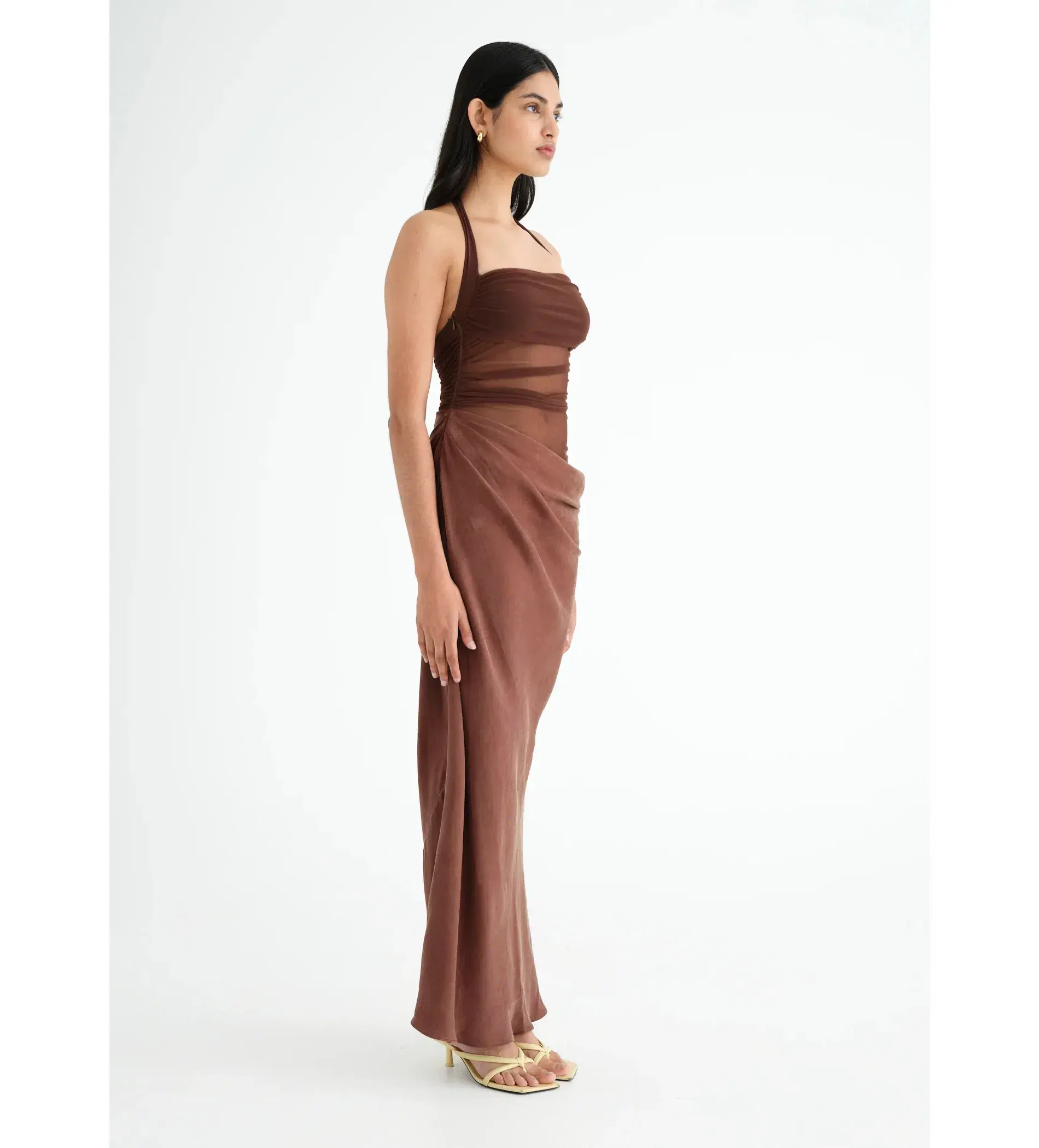 Benni Gina Maxi Dress Chocolate Size 8 - Image 2