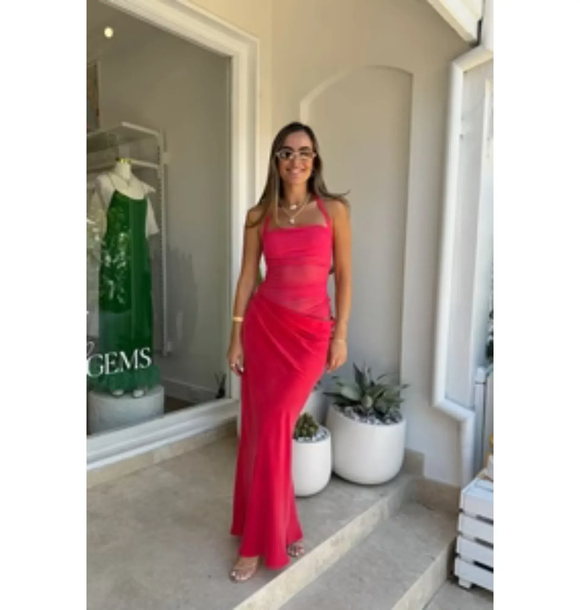 Benni Gina Maxi Dress Watermelon Size 8 - Image 3