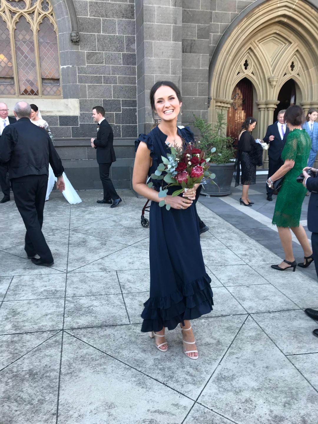 Zimmermann Flutter Smock Midi Dress Navy Size 0 / AU 8 for rent on The Volte - main image