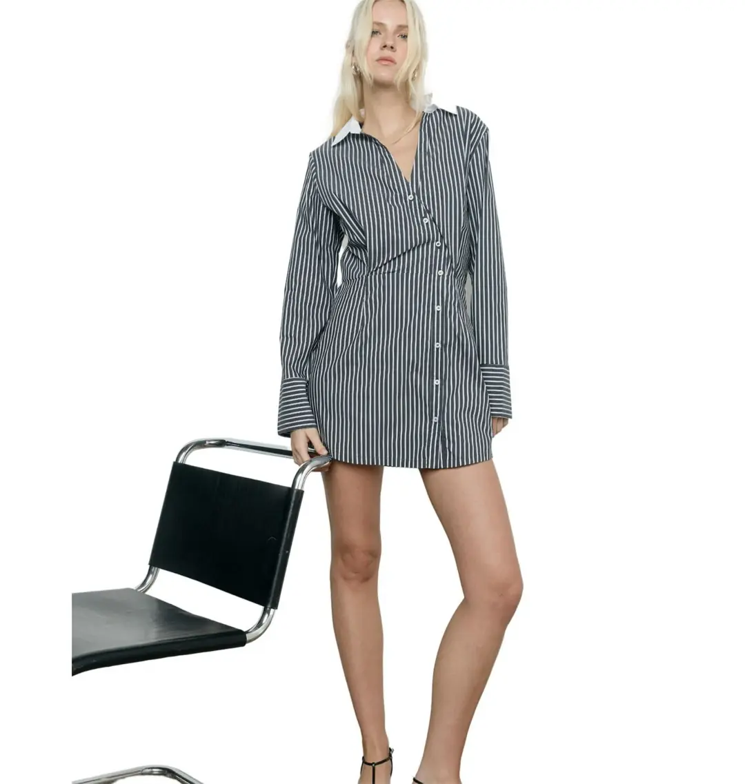 Sovere Laia Shirt Dress Black Stripe Size AU 14 for rent on The Volte - main image