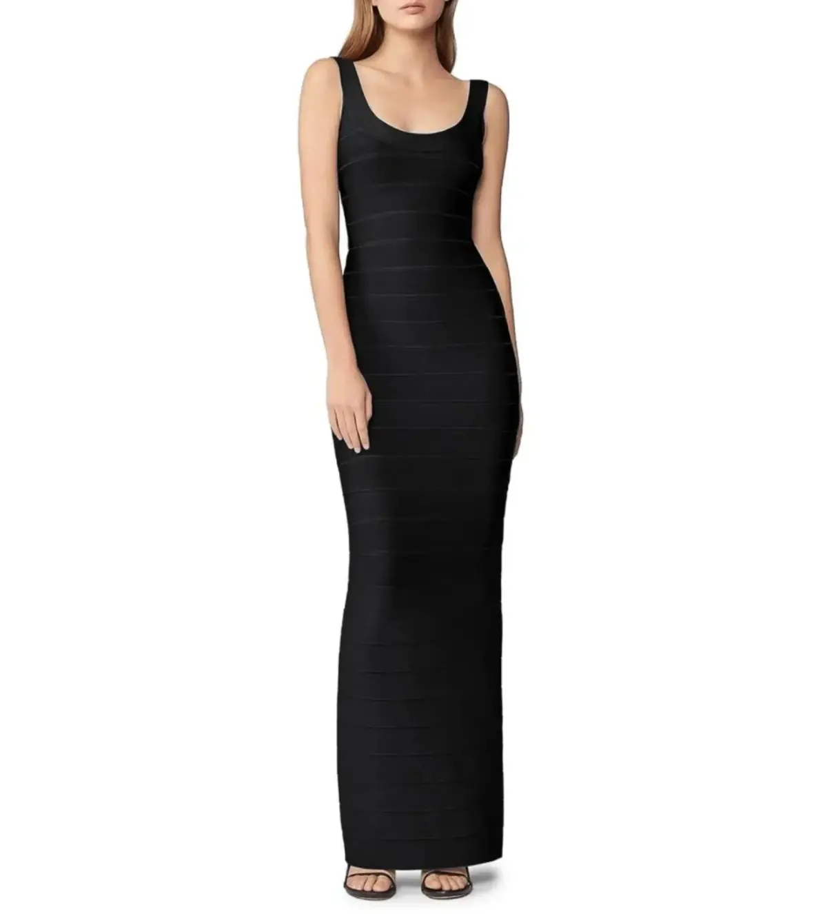 Hervé Léger Black Round Neck Gown in Black Size Medium/ AU 10  - Image 2