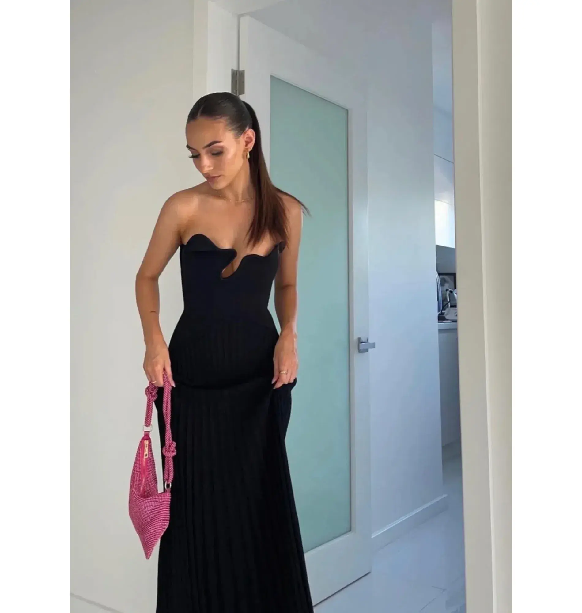 Christopher Esber Sculptured Pleated Rib Maxi Dress Black Size XS / AU 6 - Image 3