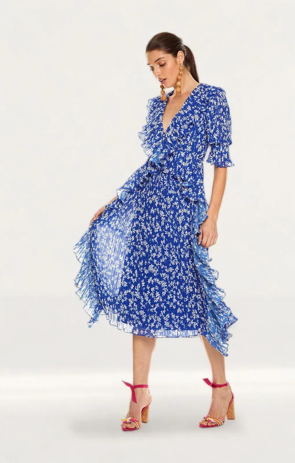 Talulah Mediterranean Minx Midi Dress Blue Size 10 - Image 1