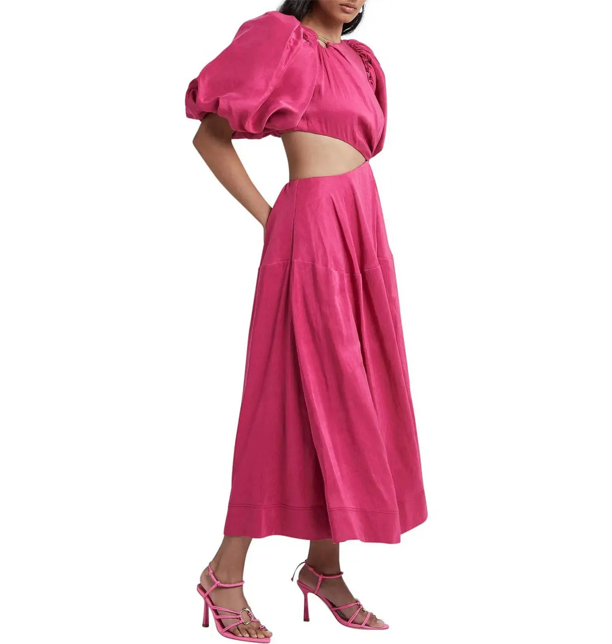 Aje Vanades Ring Cut Out Midi Dress Pink Size AU 8 - Image 2