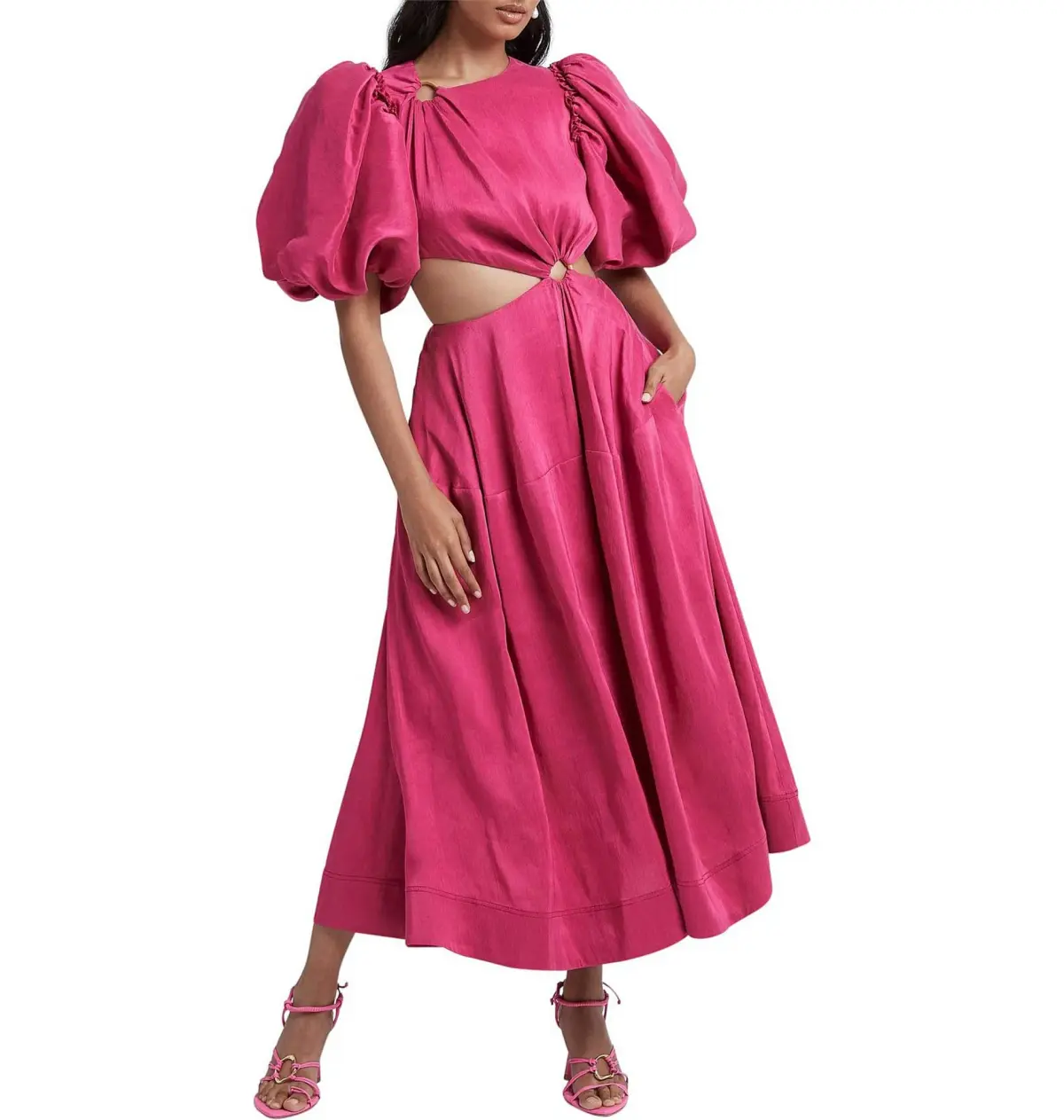 Aje Vanades Ring Cut Out Midi Dress Pink Size AU 8 - Image 1