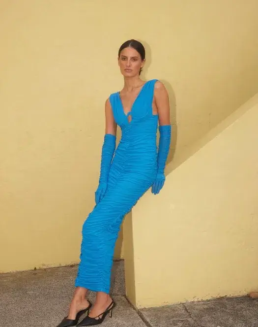 Eliya The Label Anna Dress Blue Size 10  for rent on The Volte - main image