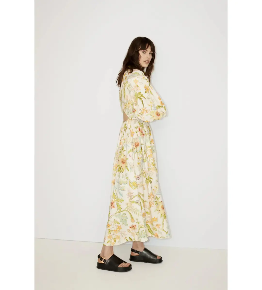 Alemais Ira Twist Front Cutout Shirt MIdi Dress in Floral Size 10 for rent on The Volte - main image