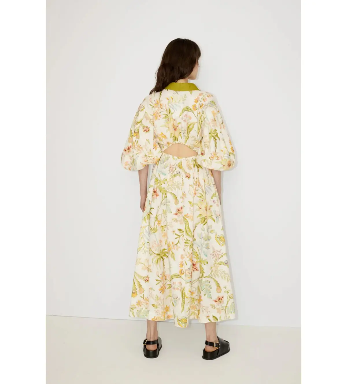 Alemais Ira Twist Front Cutout Shirt MIdi Dress in Floral Size 10 - Image 3