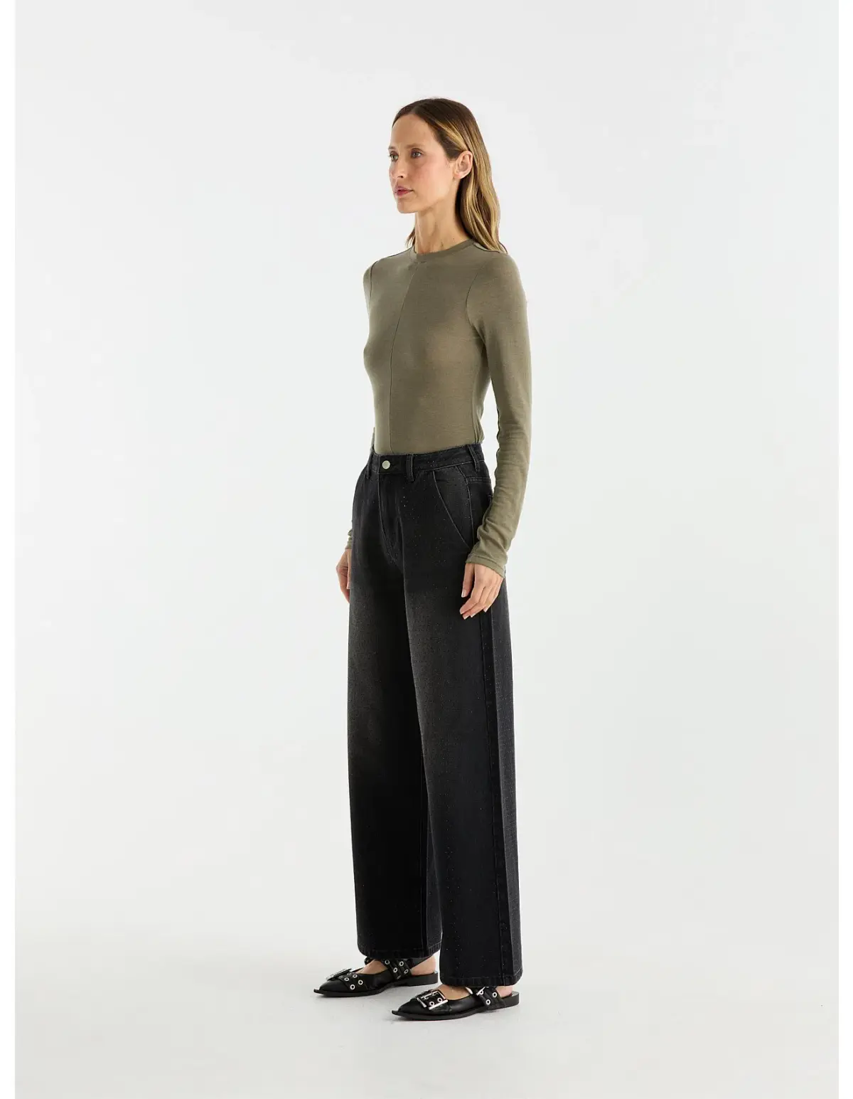 Ena Pelly Rhose Embellished Jean Washed Black Size Size 10/M - Image 4