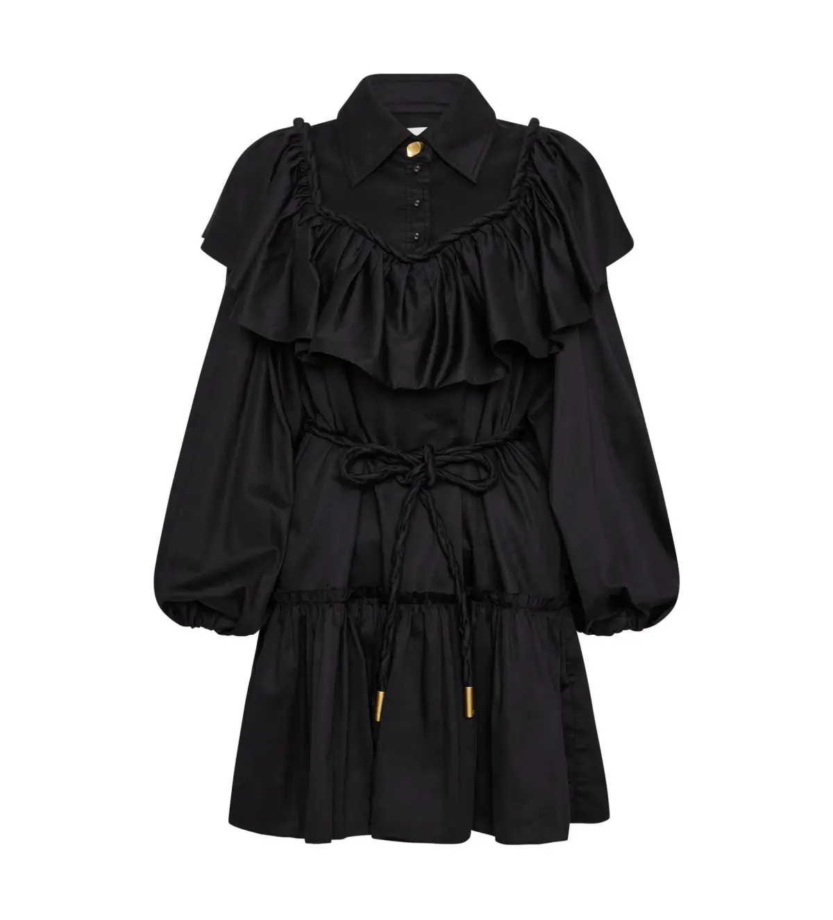 Aje Dahlia Flounce Long Sleeve Mini Dress in Black Size 12 - Image 4