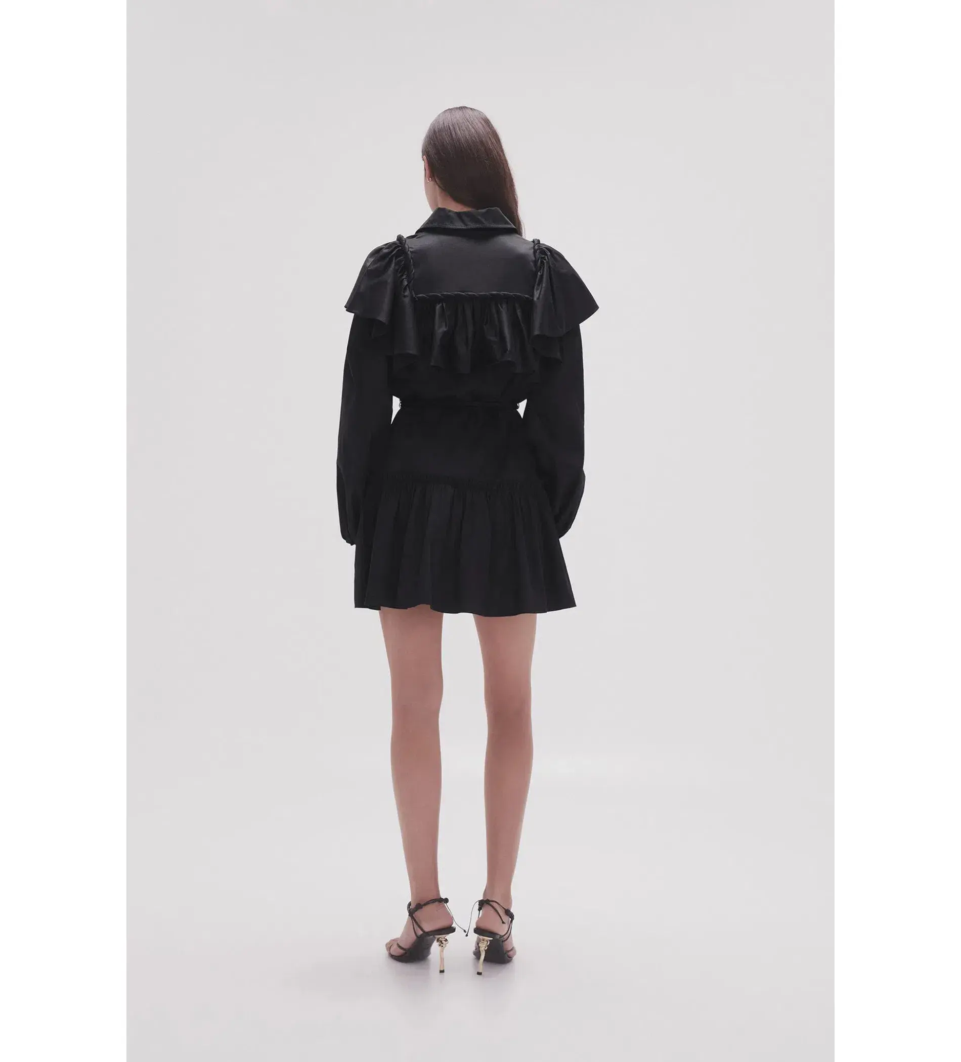 Aje Dahlia Flounce Long Sleeve Mini Dress in Black Size 12 - Image 3