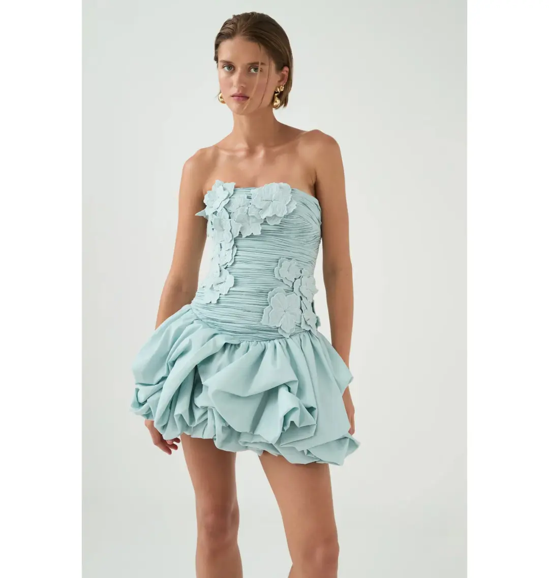 Aje Splendour Mini Dress in Silver Blue Size AU 8  for rent on The Volte - main image