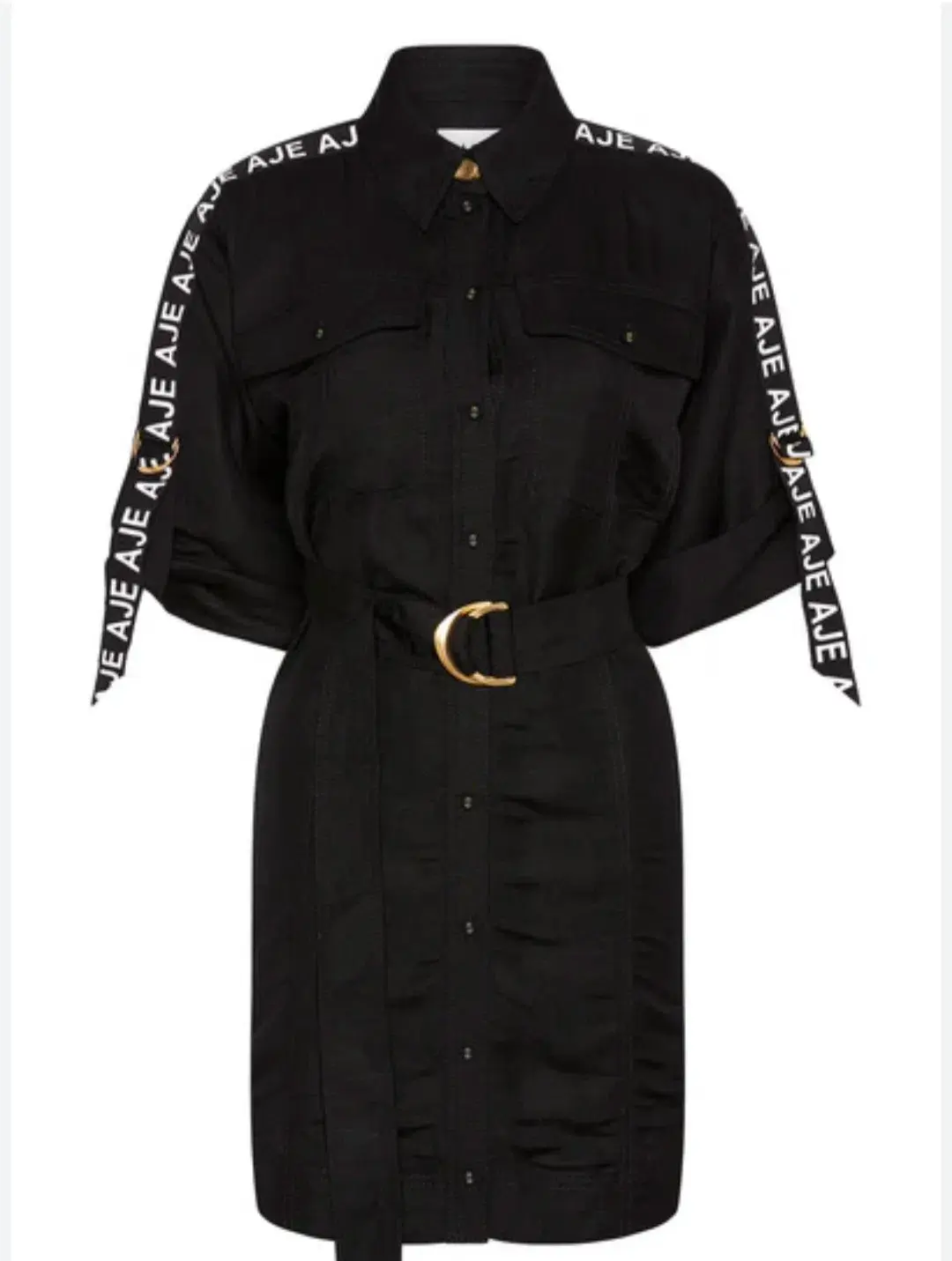 Aje Signal Logo Shirt Mini Dress Black Size 12 - Image 5
