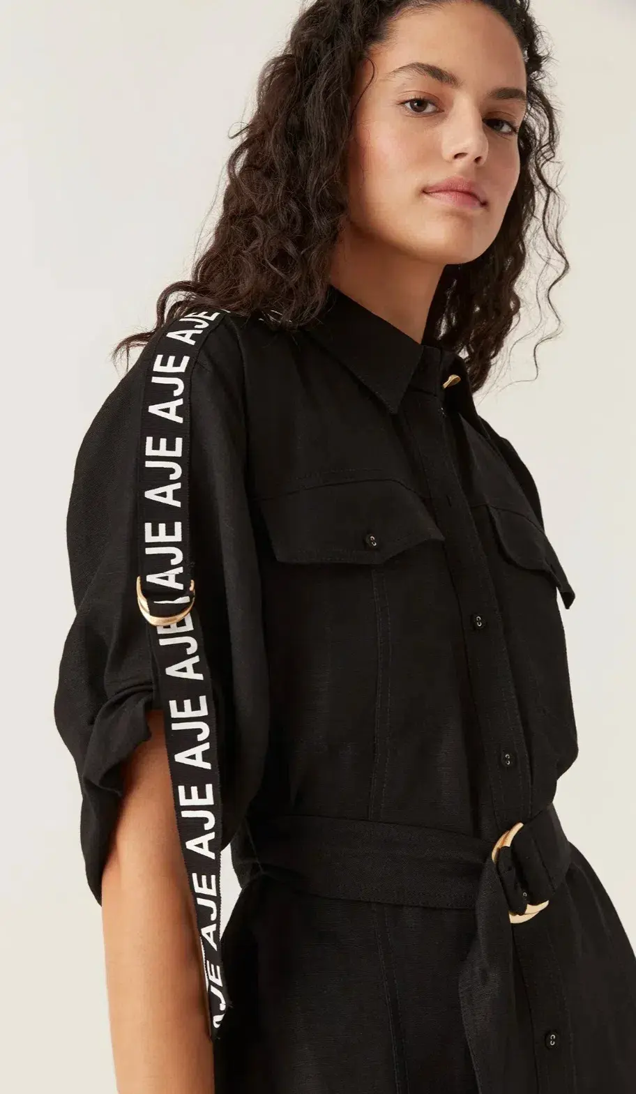 Aje Signal Logo Shirt Mini Dress Black Size 12 - Image 4