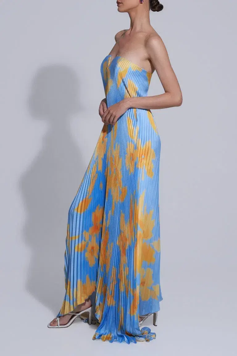 L'Idée Black Tie Jardin Maxi  Dress Blue Size 12 - Image 2