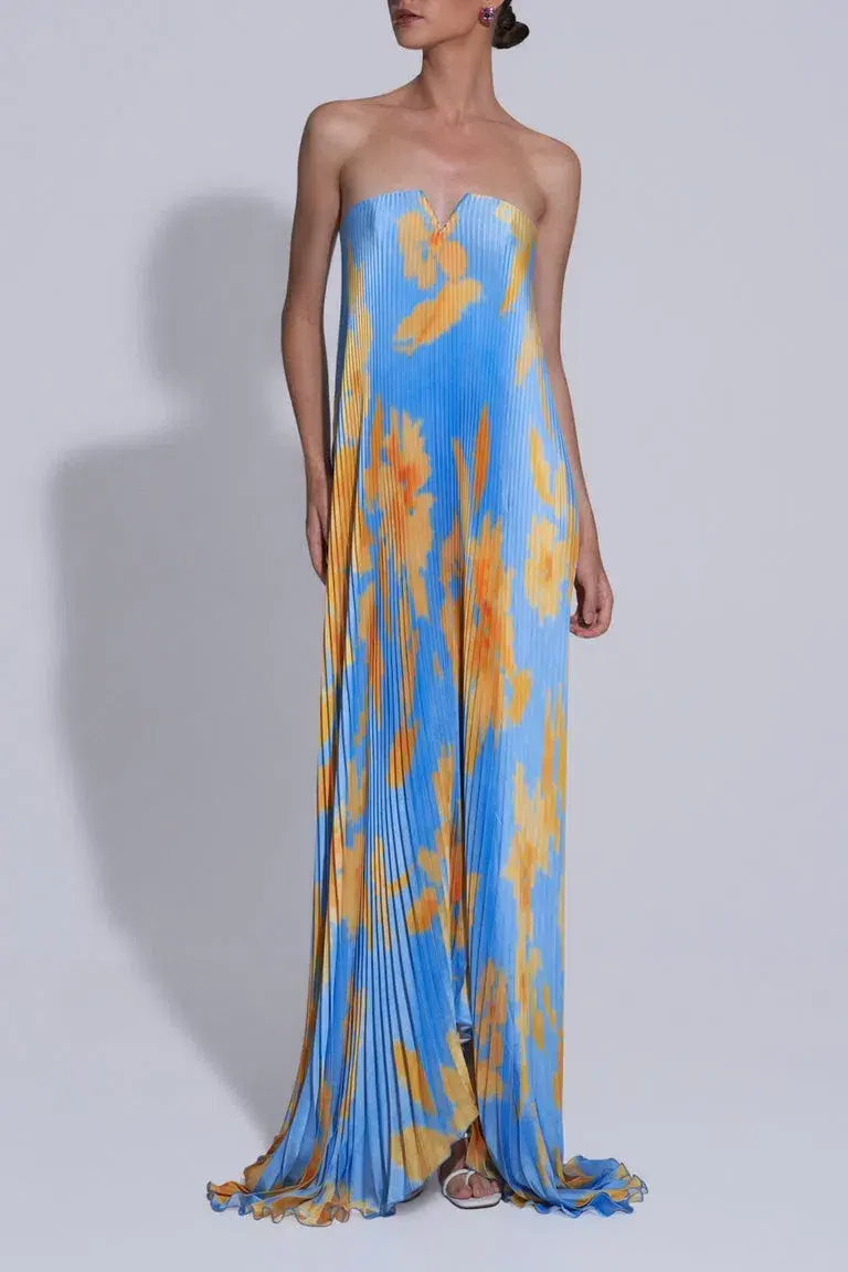 L'Idée Black Tie Jardin Maxi  Dress Blue Size 12 - Image 1