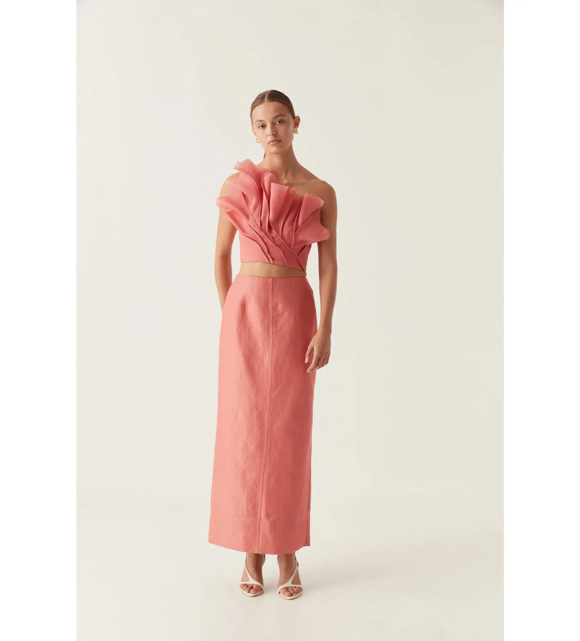 Aje Flame Crop Top And Mary Column Maxi Set  Guava Pink Size 8  - Image 1
