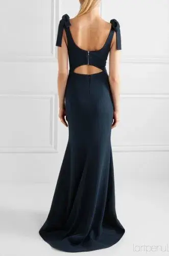 Rebecca Vallance Breakers Cutout Crepe Maxi Dress Navy Size AU 6 - Image 2