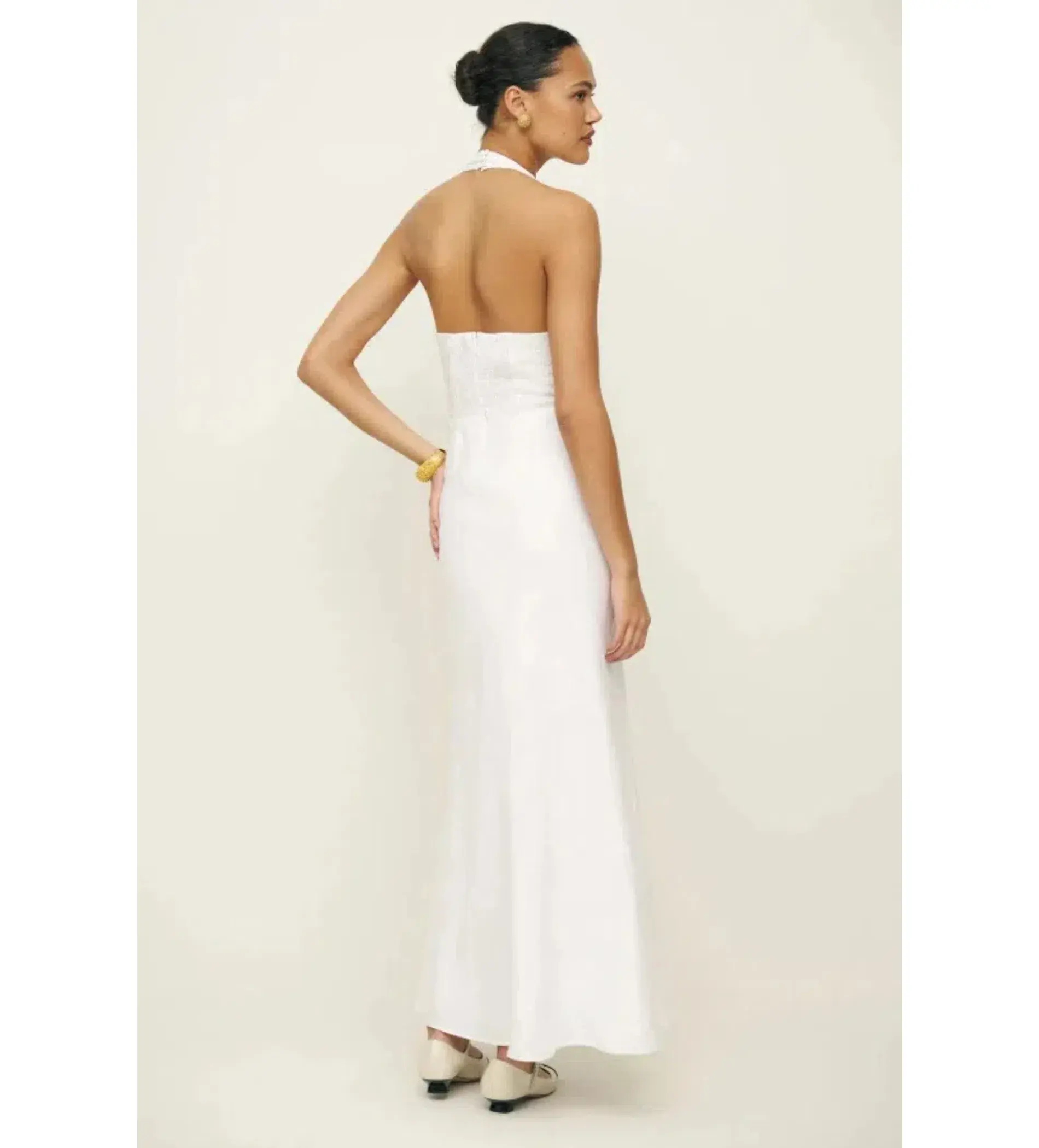Reformation Delilah Linen Maxi Dress White Size 6 - Image 5