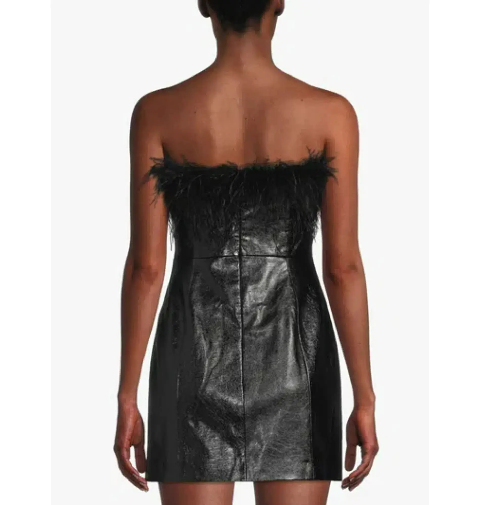 Kitri Poppy Vinyl and Feather Mini Dress Black Size AU 6 - Image 4