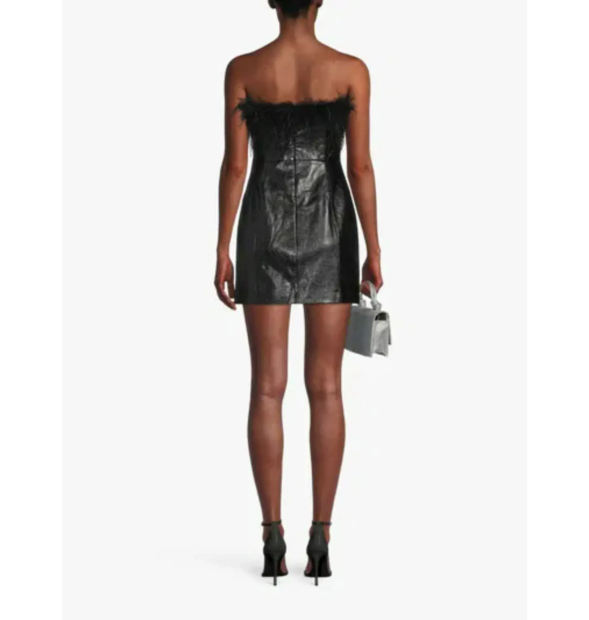Kitri Poppy Vinyl and Feather Mini Dress Black Size AU 6 - Image 3