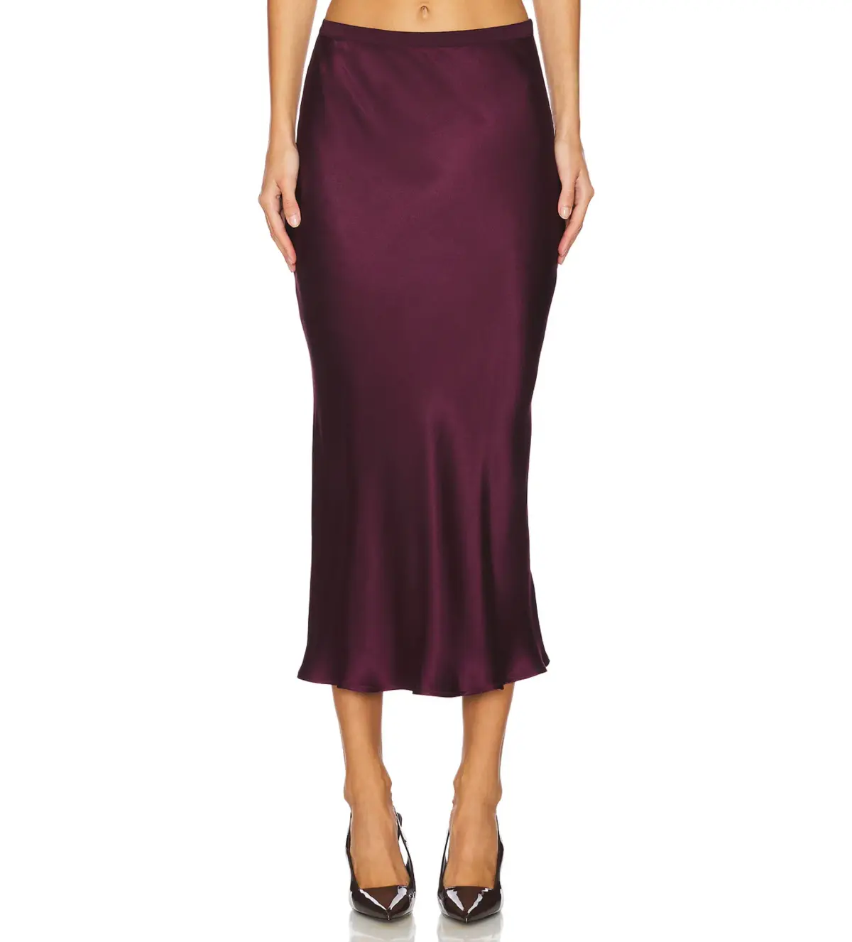 Anne Bing Bar Silk Midi Skirt Bordeaux Size L/Au 14 - Image 2
