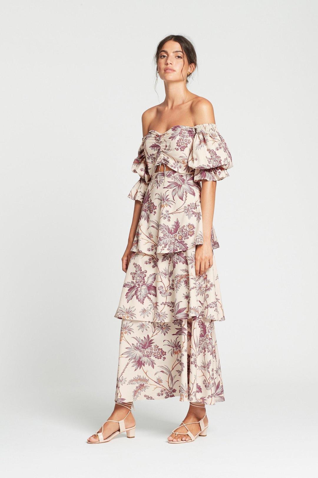 Sir The Label Avery Cut Out Gown Midi Brown Print Size AU 6 for rent on The Volte - main image