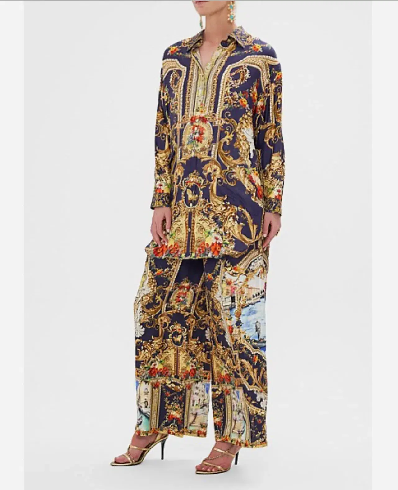 Camilla Venice Vignette Silk Shirt & Pants Size 10 - Image 4