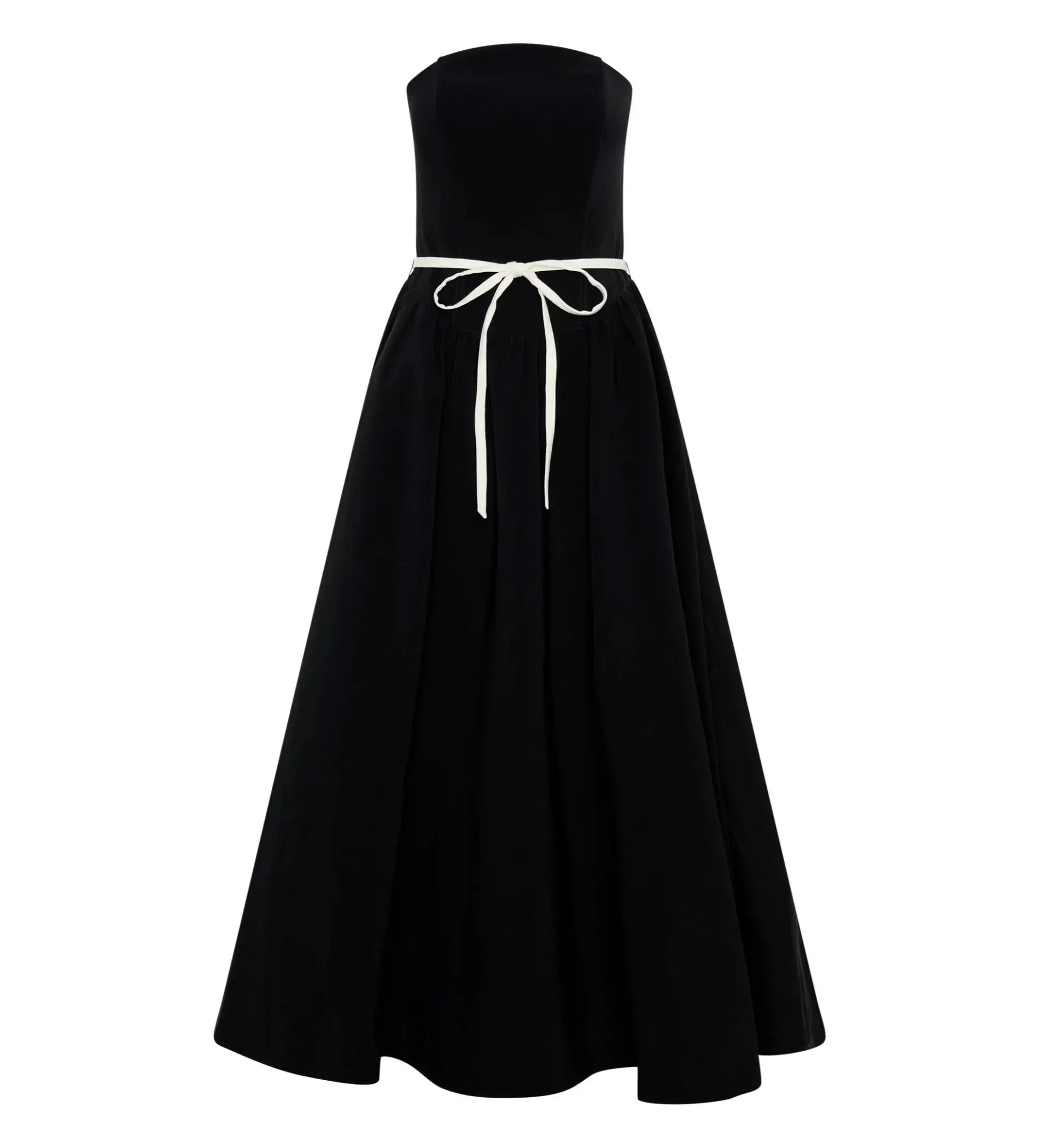 MESHKI Penny Strapless Contrast Midi Dress Black & White Size M/AU 10 - Image 4