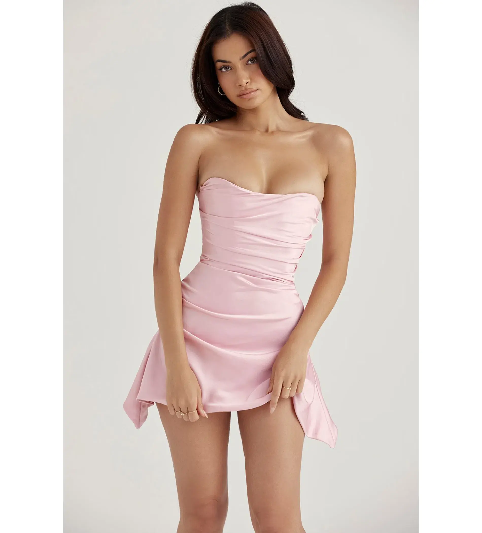 House of CB Jasmine Draped Strapless Corset Mini Dress Rose Pink Size XS/AU 6 - Image 4