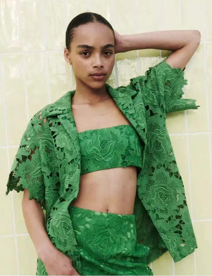 Oroton Lace Camp Shirt in Green  in Size AU 14 - Image 1