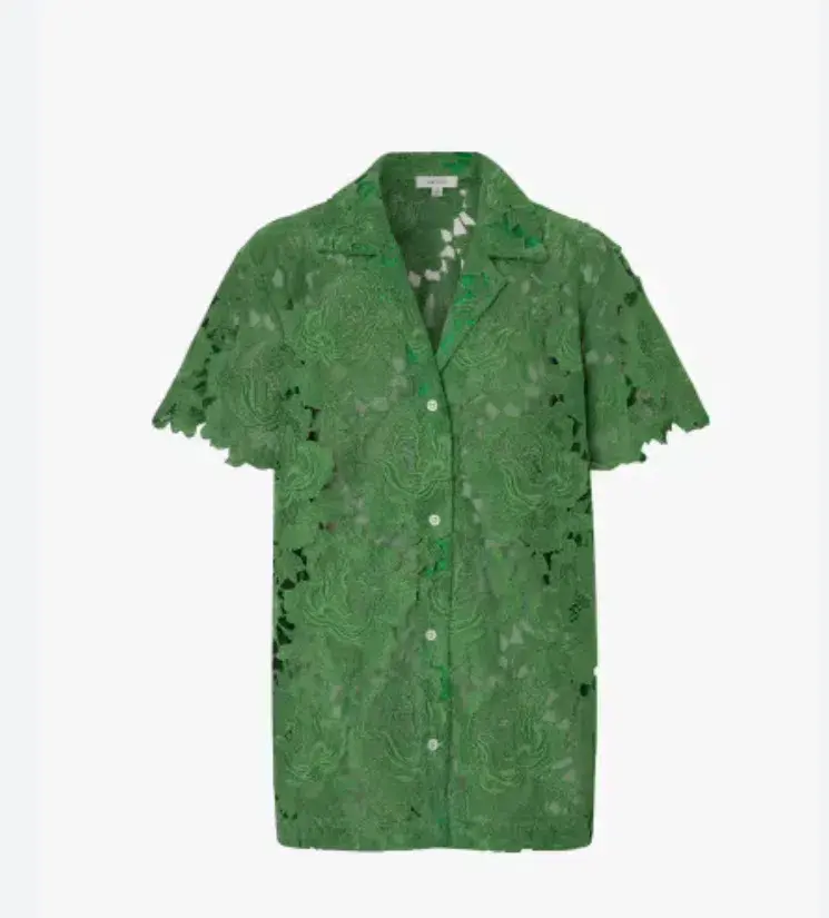 Oroton Lace Camp Shirt in Green  in Size AU 14 - Image 4