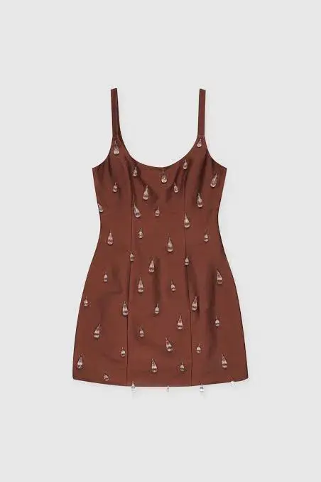 The Wolf Gang Luvia Beaded Mini Dress Chocolate Brown Size 8/S - Image 4
