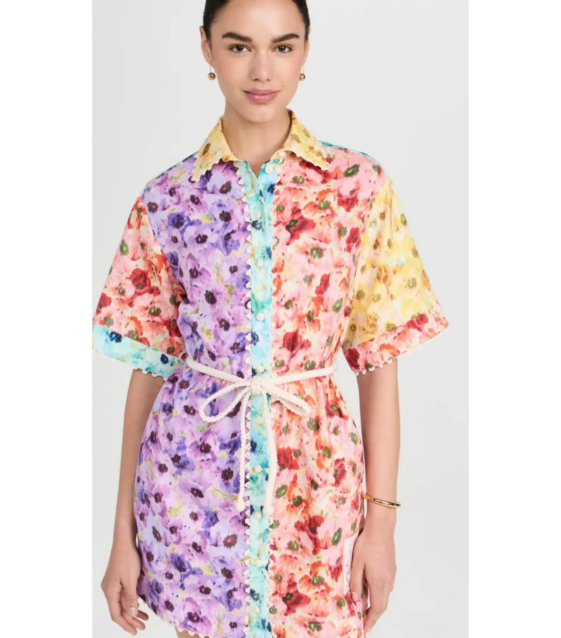Zimmermann Lightburst Trimmed Shirtdress in Spliced Size 4 / AU 16 - Image 2