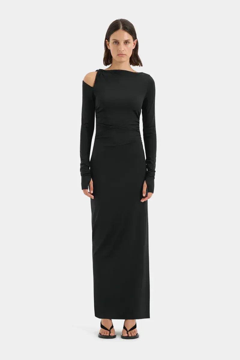 Sir Elm Long Sleeve Midi Black Size AU 8 - Image 1