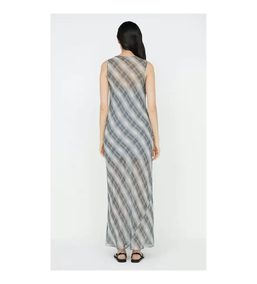 Bec & Bridge Seanna Boat Neck Maxi Dress Blue Check Size AU 14 for rent on The Volte - main image