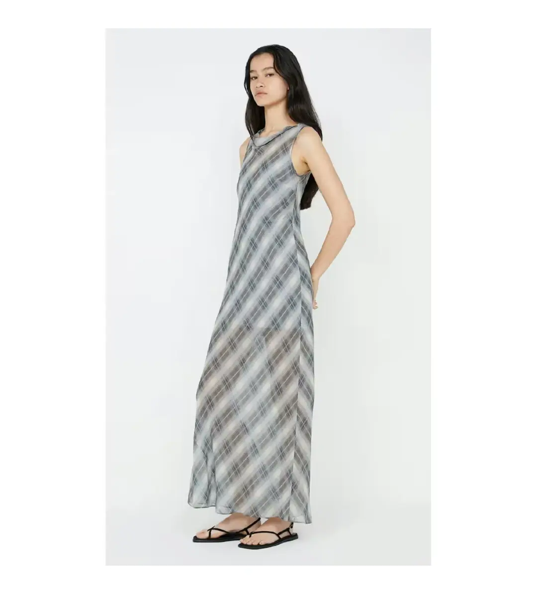 Bec & Bridge Seanna Boat Neck Maxi Dress Blue Check Size AU 14 for rent on The Volte - main image
