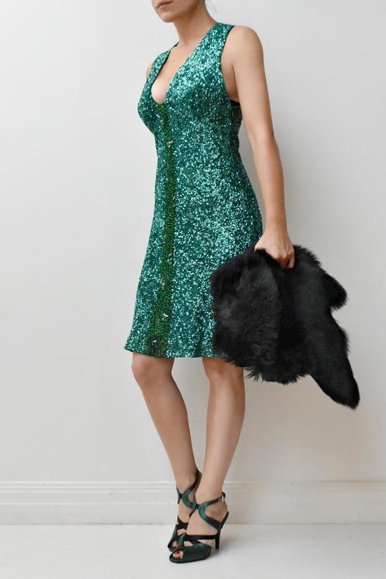 George Gross green sequined cocktail dress Green Size 12 - Image 1