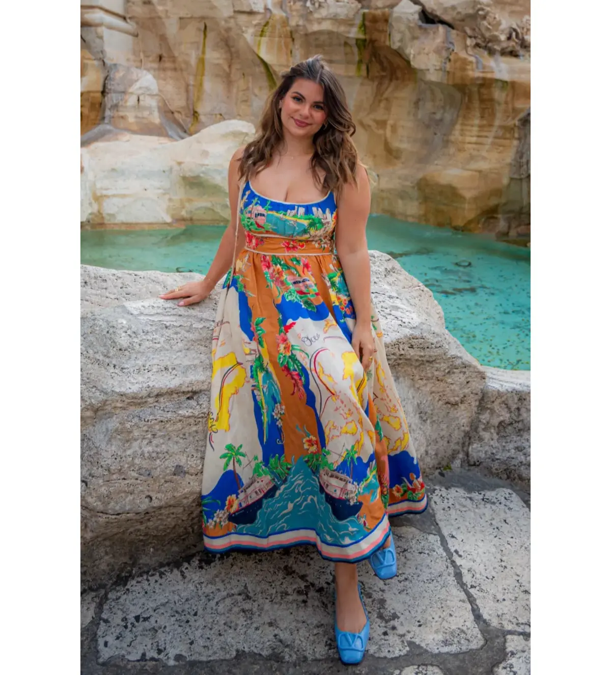 Zimmermann Alight Picnic Midi Dress Nautical Map Size 4 / AU 16 - Image 3
