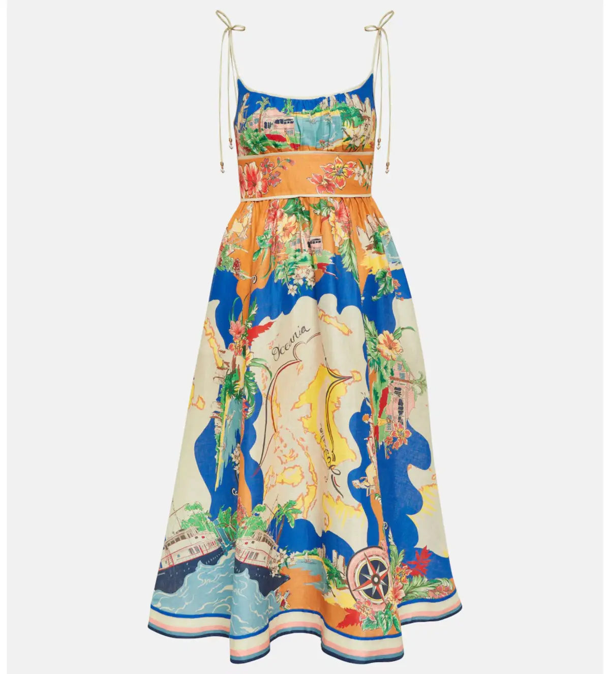 Zimmermann Alight Picnic Midi Dress Nautical Map Size 4 / AU 16 - Image 5