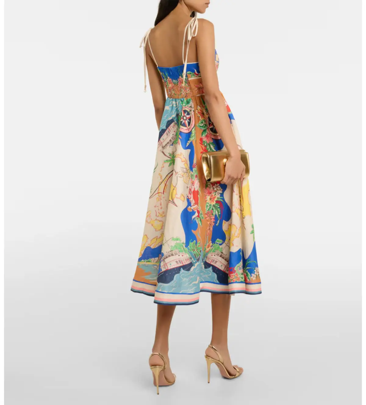 Zimmermann Alight Picnic Midi Dress Nautical Map Size 4 / AU 16 - Image 4