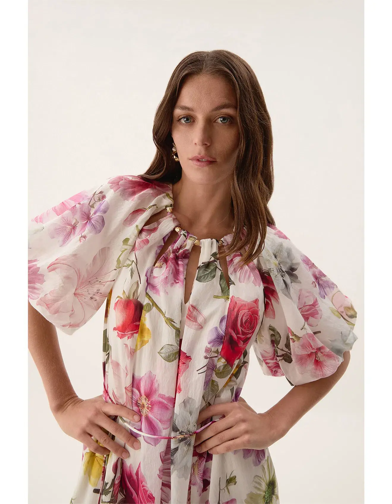 Aje Fleur Midi Dress Collage Floral Size AU 10 - Image 3