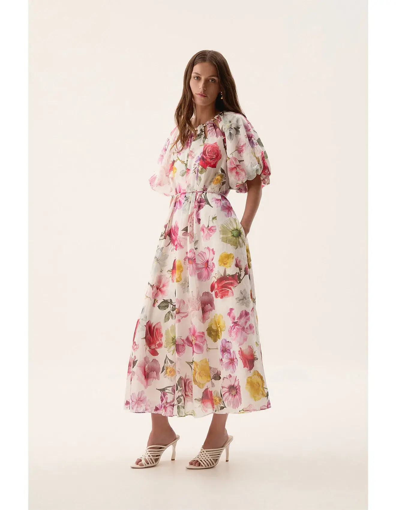 Aje Fleur Midi Dress Collage Floral Size AU 10 - Image 2