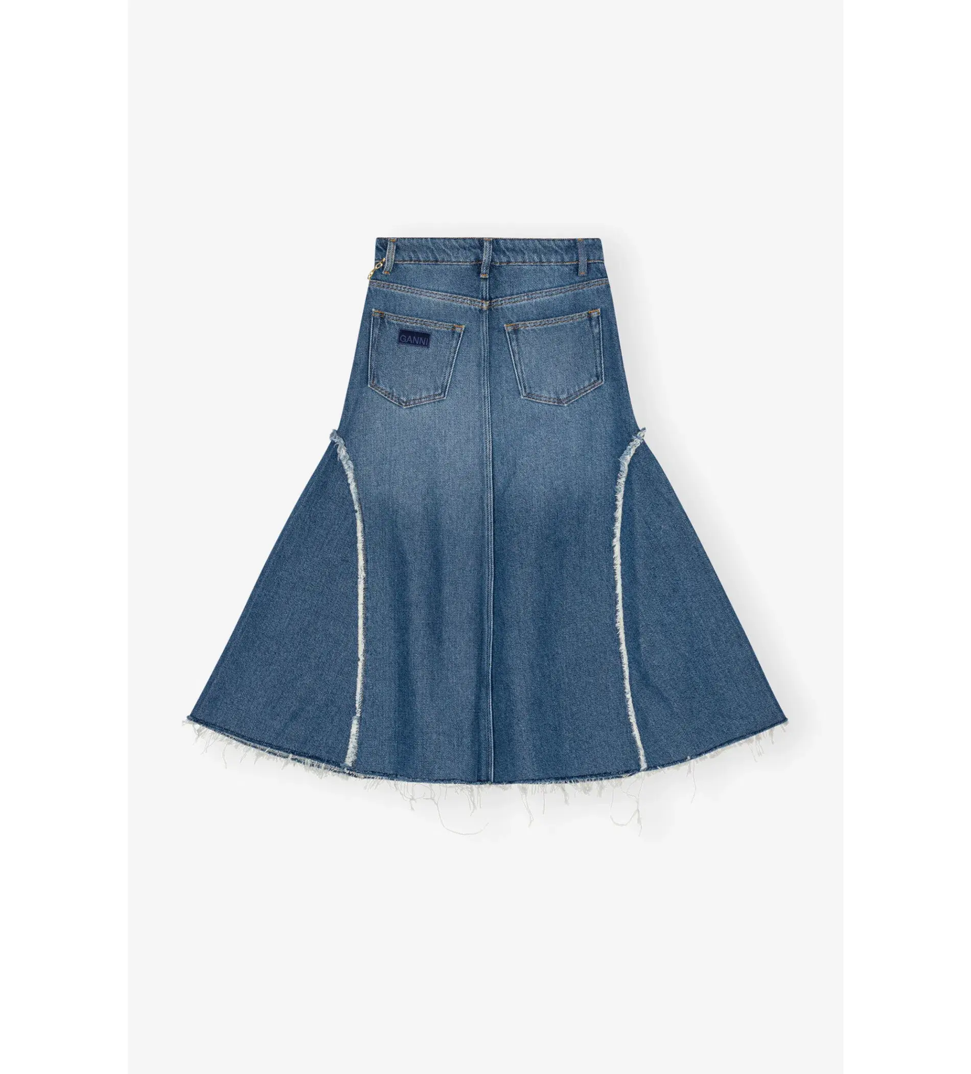 Ganni Blue Midi Skirt Mid Blue Stone Size 38/Au 10  - Image 6