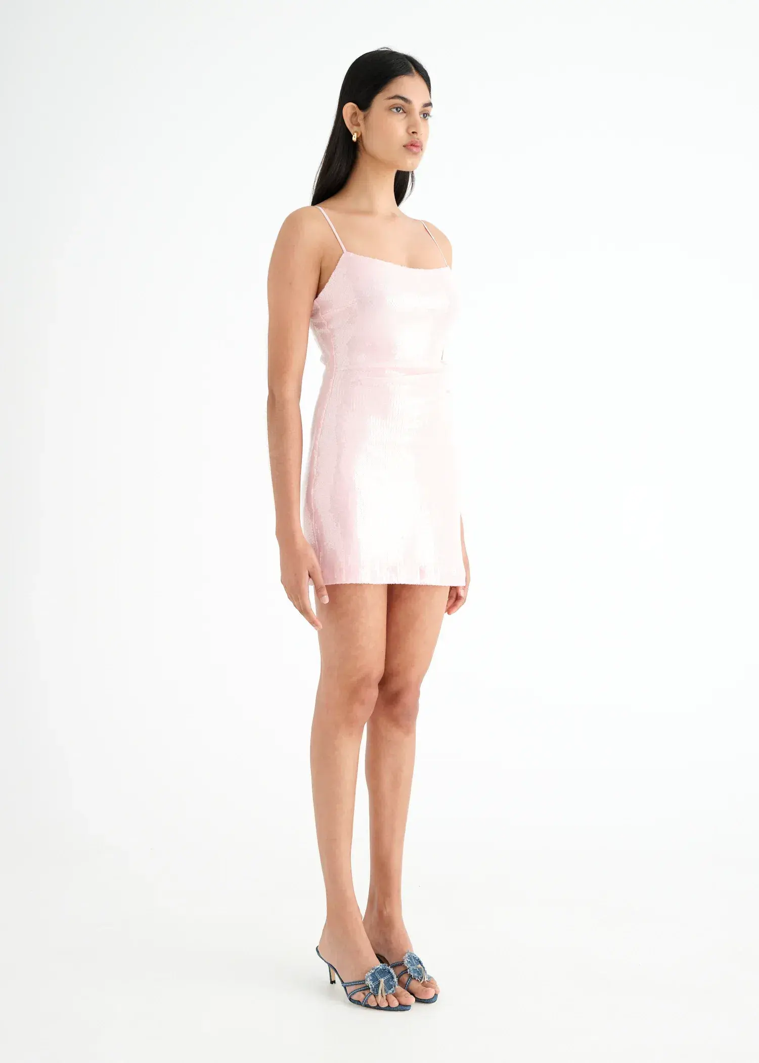 Benni Juliano Sequin Mini Dress Candy Floss Pink Size AU 10 - Image 2