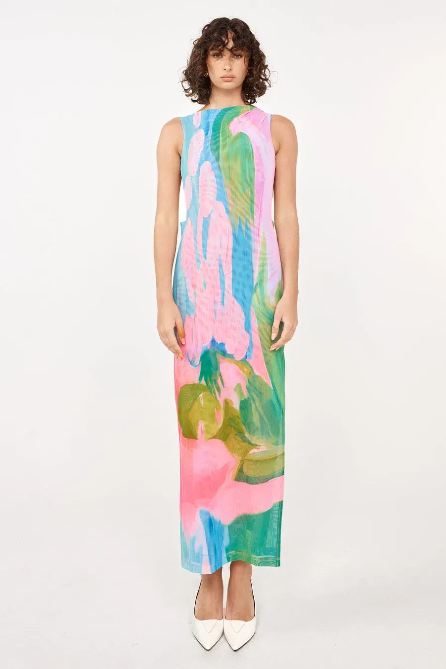 She is OLLÁ Luelle Mesh Maxi Dress Gaia Print Size M / AU 10 for rent on The Volte - main image